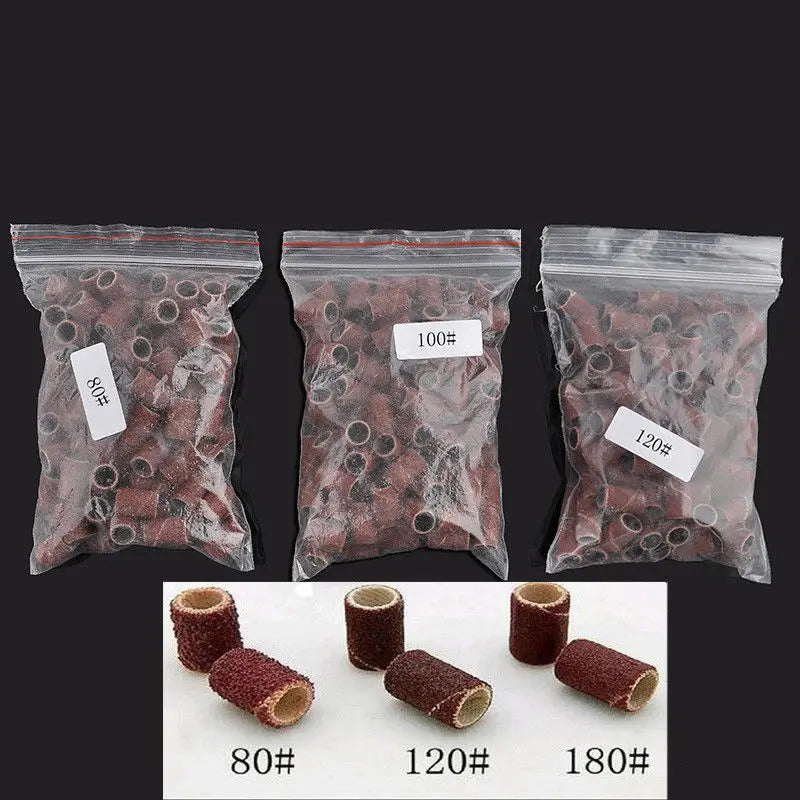 Nail Drill Gel Polish Remover Tool Manicure Pedicure Grit File 100pcs Nail Art Sanding Bands