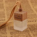 Hot Sale 8ml Empty Perfume Packaging square Frosted Glass Hanging Wooden Car Diffuser Bottle