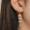 Hot Selling Flower Earrings Marquise Zircon Flower Branch Tassel Drop Earring Sweet Ear Clip 1pc for Women