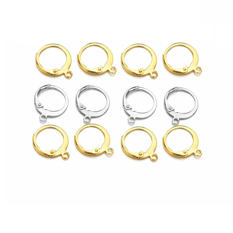 Fashion Stainless Steel Gold Plated French Siler Earring Round Hook for Jewellery Making