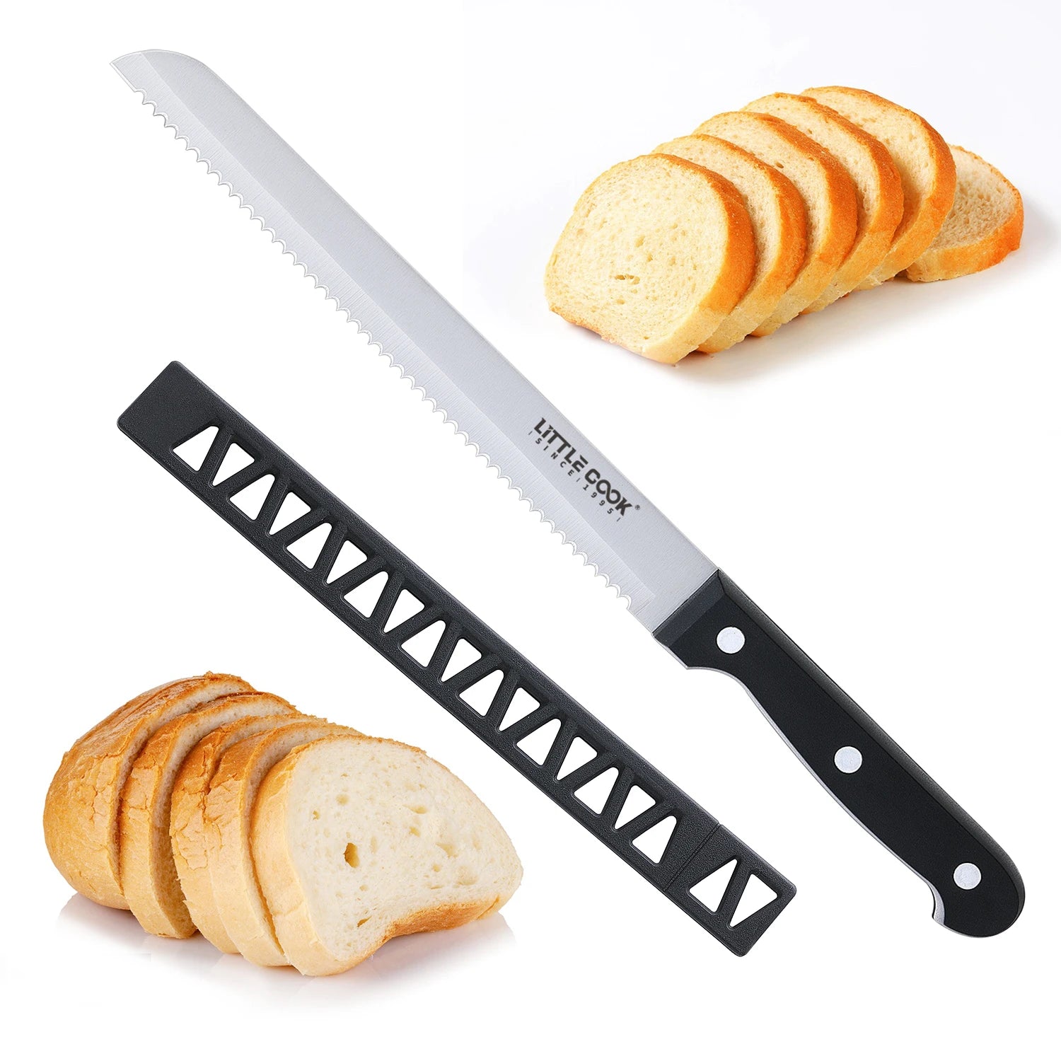 8 Inch Serrated Stainless Steel Bread Knife Cutter for Homemade Bread Bagels Cake Includes Knife Cover