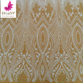 HY3045 New Elegant Porcelain White 3d Heavy Beaded Sequins Lace Embroidery for Wedding Bridal Dress