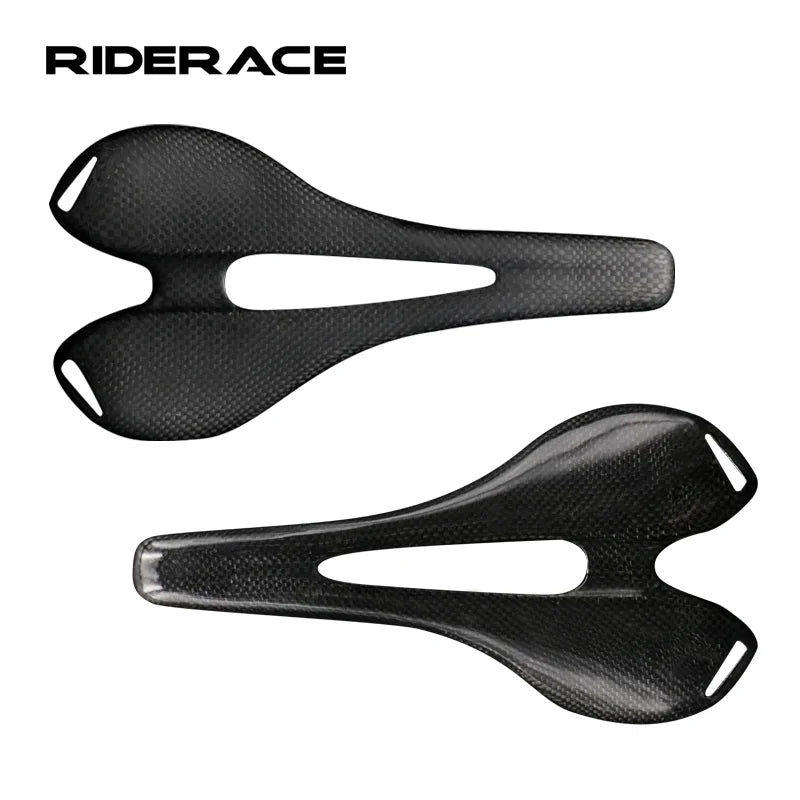 RIDERACE Bicycle Hollow Saddle Road Bike Full Carbon Fiber Breathable Leather Front Cushion Seat Comfortable Cycling Seats Mat