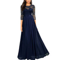 Dress Women New Autumn Temperament Lace Deep V-neck Wedding  Banquet Host Fairy Celebrity Slim Dress