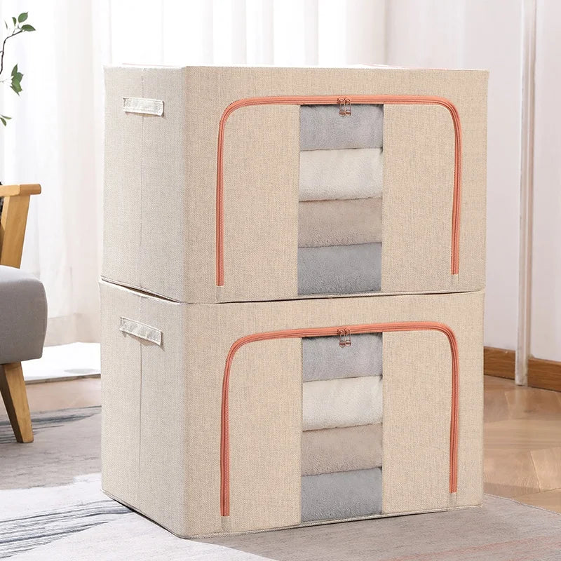 Large Capacity Quilt Storage Bag clear Window 2 Pack Folding Storage Box Clothes Blanket Bedding Storage Organizer Heavy Duty