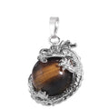 High Quality Silver Plating Eagle Claw Natural Tiger Eyes Crystal Stone Dragon Ball Necklace Pendant for Men Boy Gift