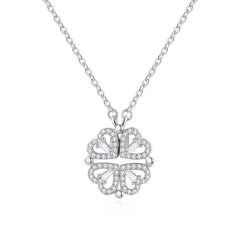 GT Hot Selling Love Clover Necklace Female Titanium Steel Light Luxury Niche Design Pendant Heart Necklace