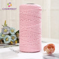 Charmkey 2mm 150m  Hollow Cotton Thread Macrame Organic Pure Cotton Rope Braided Cotton