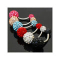 Navel Button Ring Fashion Woman Body Piercing Jewelry with Rhinestones Balls for Wedding