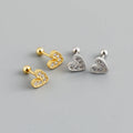 New Fashion Earrings Jewelry 925 Sterling Silver Heart Stud Earrings Small Diamond Earrings Gold Plated Piercing Jewelry Women