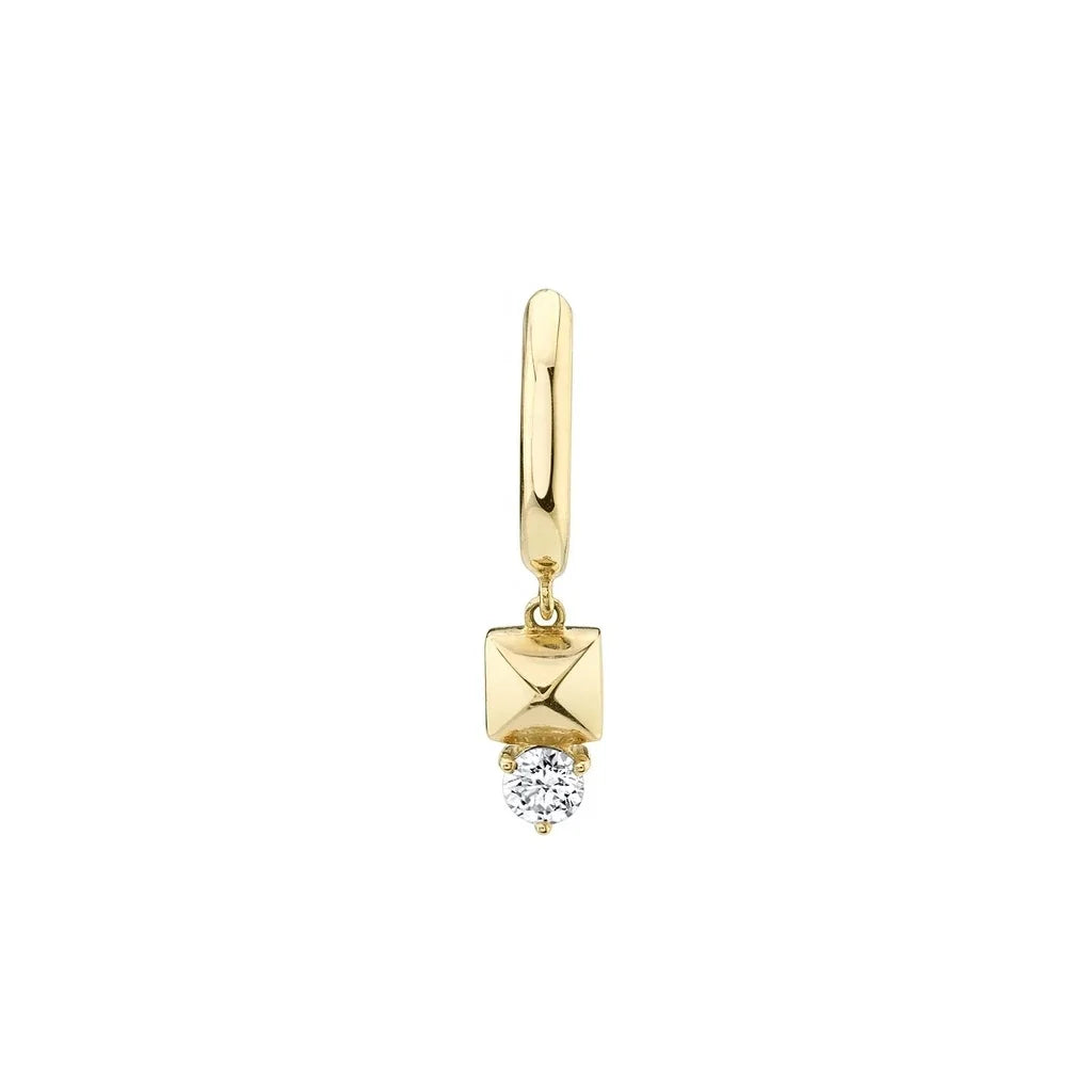 LOZRUNVE Fashionable Custom Jewelry Gold Vermeil Zircon Pyramid Slim Hoop Earring 925 Silver