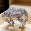 CAOSHI Exquisite Twist Design Full Paved Bling Bling Cubic Zirconia Rings for Women Wedding Engagement Silver Plated CZ Rings