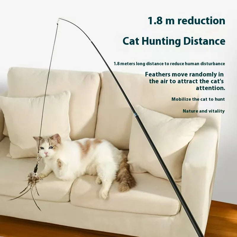 Telescopic Rod Cat Retractable Pet Interactive Bell Feather Wand Toys