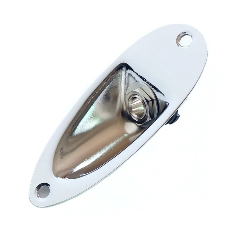 Donlis Chrome Color Boat Style ST Guitar Jack Plate with 6.35 Output Jack in Black Gold Colors