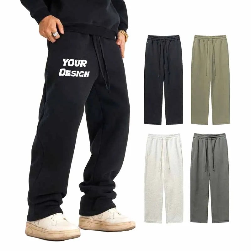 INFLATION 345 GSM Fleece Straight Men Pants Tracksuit Fleece Stacked Sweat Pants Unisex Sweatpants Pants Men