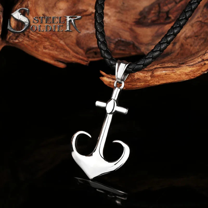 SS8-507P #1 Steel Soldier Stainless Steel Rudder Pendant Chain Necklace Men Jewelry