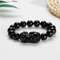 12mm Black Crystal Obsidian Beads PiXiu Fengshui Bracelet ST278
