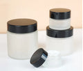 Cosmetic Cream Moisturiser Jar Black Frosted Glass with Private Printing Lid 2oz White Cosmetic Packaging Plastic Storage Clear