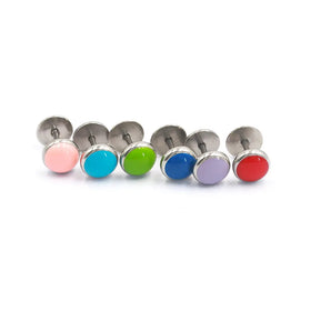 Red Black Candy Classic Vintage Fashion Jewelry Stud Delicate Stainless Steel Color Paint Earrings Enamel Round Plate Ear Stud