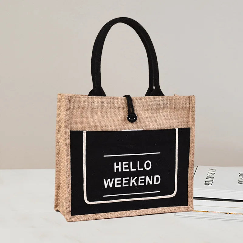Custom Printed Logo Jute Tote Bag DIY Eco-Friendly Hemp Jute Shopping Tote Bag Reusable Waterproof Jute Bag