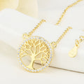 Hot Selling Dainty Women 925 Sterling Silver 18k Gold CZ Diamond Tree of Life Pendant Necklace