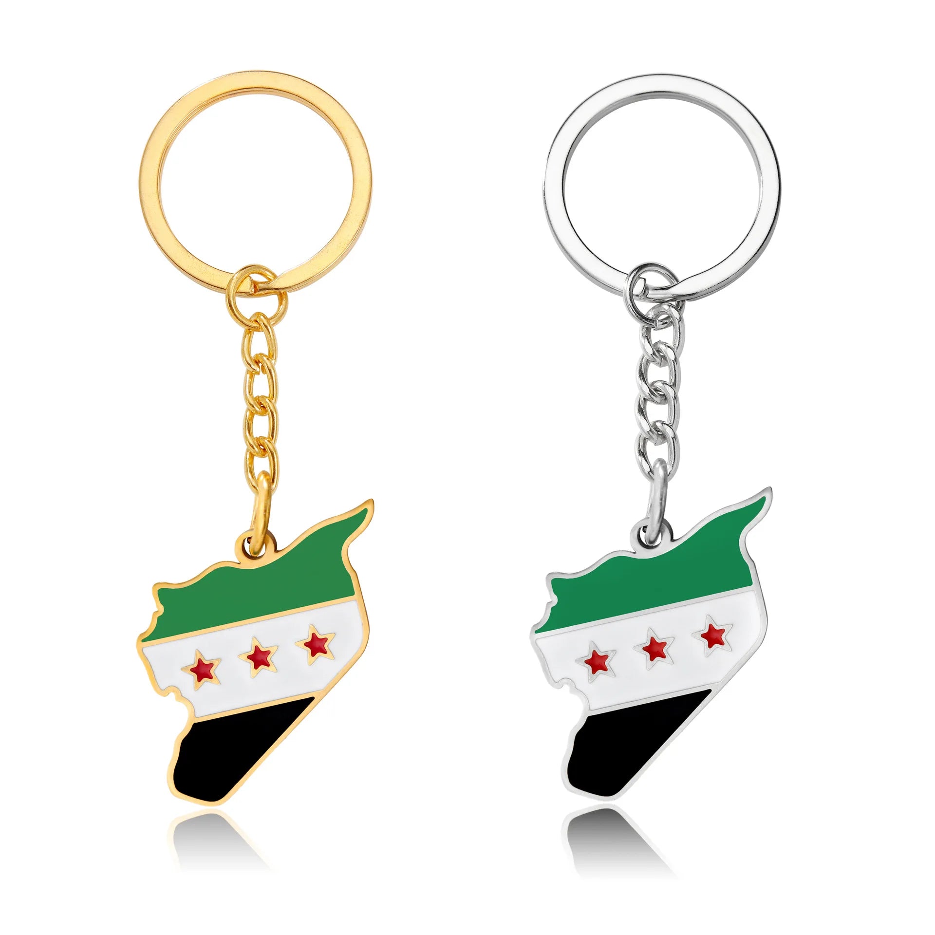 Wholesale Syria Flag Metal Keychain High Quality Enamel Free Army Syria Map Metal Keychain Customized