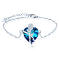 New Arrival 925 Sterling Silver Non Tranish Rose Blue Heart Crystal Bracelet for Women