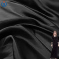 High Quality Woven Heavy 32 Momme Black Solid Color Blend Satin Wool Silk Fabrics for Luxury Suiting Garment