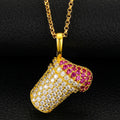 Cute Cup Cake Pendant Hop Hop Jewelry Gold Plated 925 Sterling Silver VVS D Color Moissanite Diamond Pendant Necklace