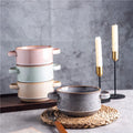 Wholesales Custom Spring Summer Warm Color Reactive Glaze Stackable Ceramic Stoneware Soup Noodle Bowl With Handles