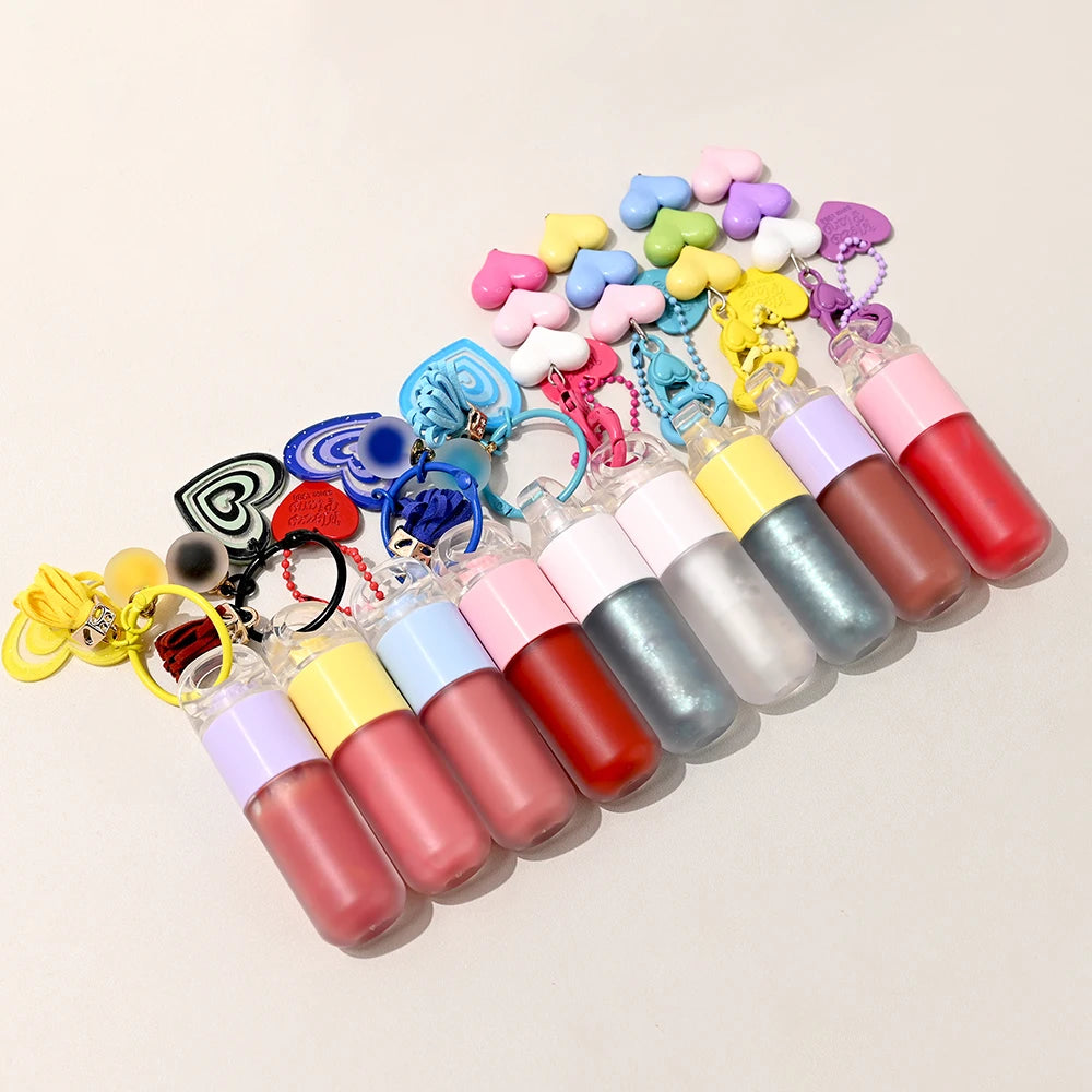 Hot Selling 41-Color Keychain Shimmer Liquid Lip Gloss Private Label Custom Logo Vegan Glossy Lipgloss with Shiny Glitter