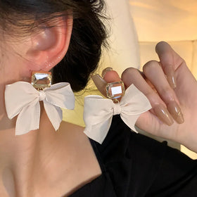 SC Jewelry Fashion Exaggerate Earrings Women Trendy Statement Cloth Bow Earrings for Model Bridal Bridesmaid