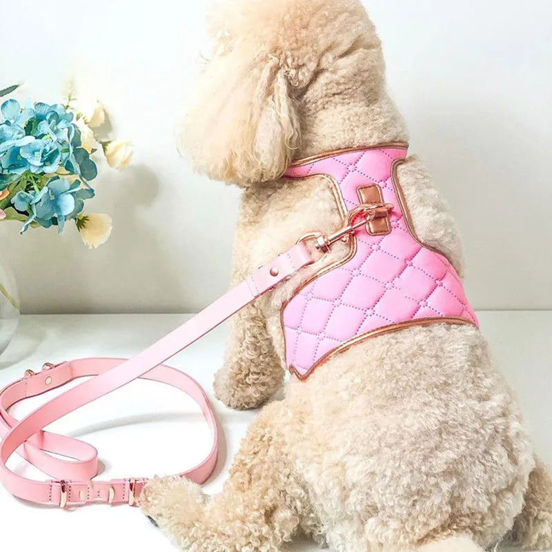 Wholesale Small Adjustable Dog Strap Harness Fashion Neoprene Cotton PU Leather with Padded Feature Pet Supplies