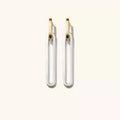 Tarnish Free Customized Jewelry Stainless Steel Women 18k Gold Plated Steel Two-tone Convertible Long Link Chain Earrings