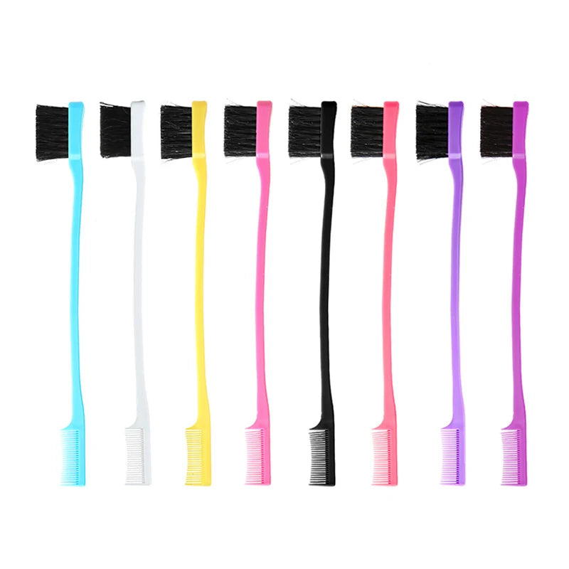 4-in-1 Custom Logo Personalized Packaging Double Sided Mini Edge Control Brush Salon Use Nylon Material Control Squeeze Tube