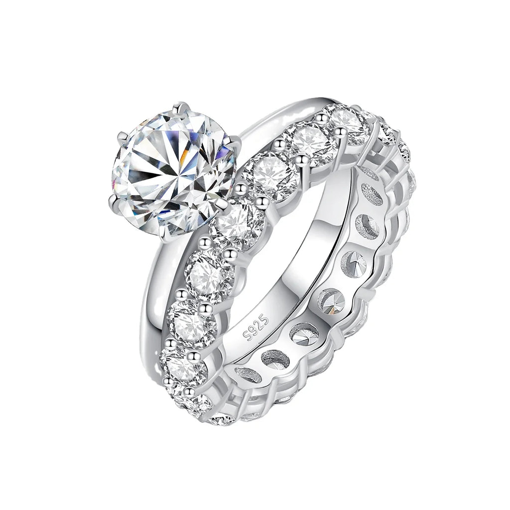 CZCITY 2ct Moissanite Engagement Ring Silver Jewelry Round Cut Moissanite Halo Ring Engagement Wedding Moissanite Ring