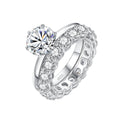 CZCITY 2ct Moissanite Engagement Ring Silver Jewelry Round Cut Moissanite Halo Ring Engagement Wedding Moissanite Ring