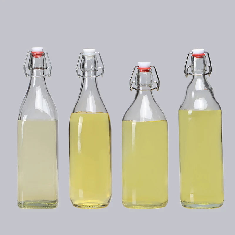 1000 ml 1 Liter Verfied Transparent Empty Glass Drinking Water Bottle with Swing Top Lid