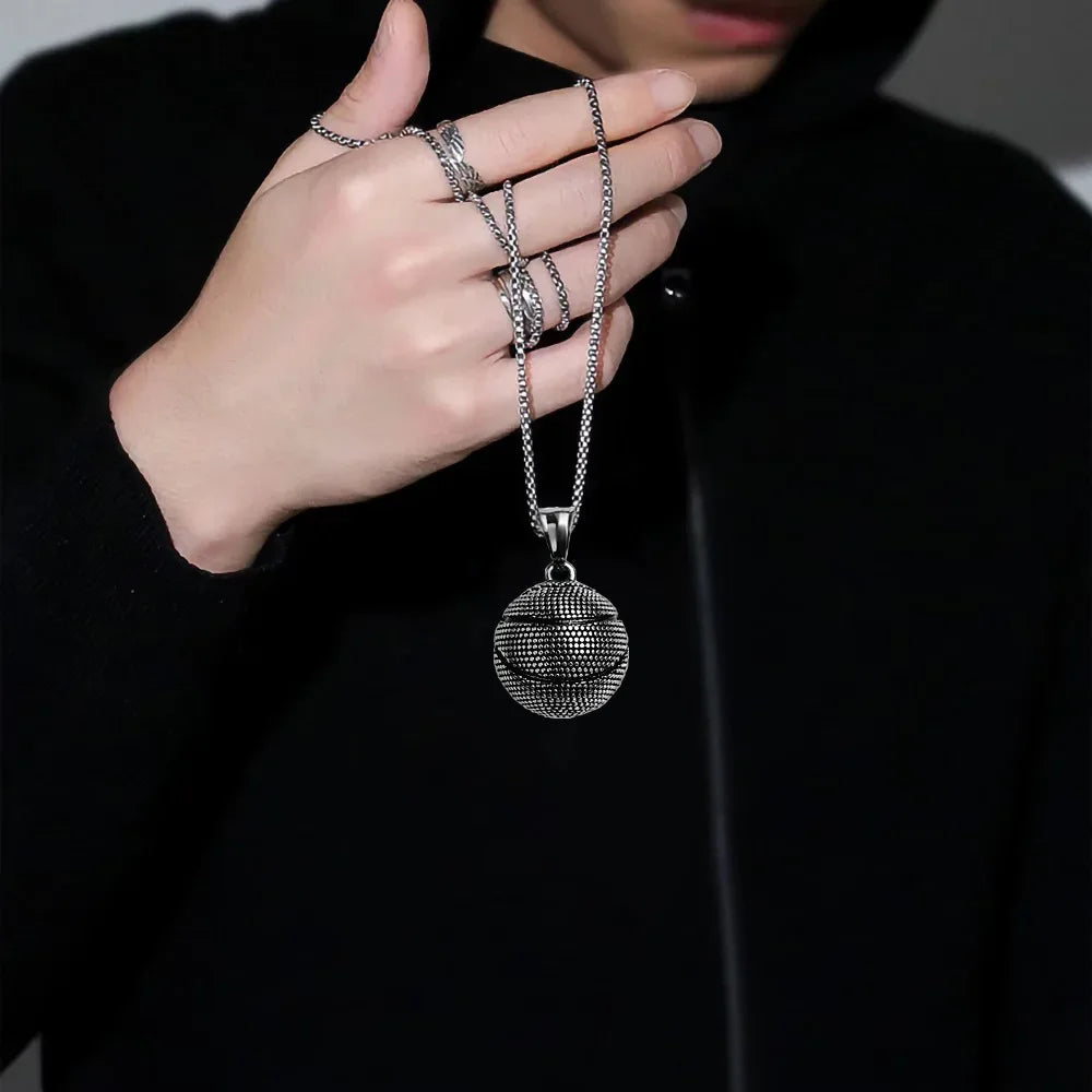 Powerful Fashion Accessories Fashionable Basketball Pendant Stainless Steel Necklace Accessories for Men