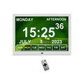 Pros 15"Digital Clock Senior Elderly Calendar Dementia Clock Analogue Medication Reminders Custom Alarms Auto DST Remote Control