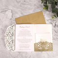 Gold Glitter Laser Card Hollow Out Foil Stamping with Envelope Reply Card Decorations Wedding Invitations