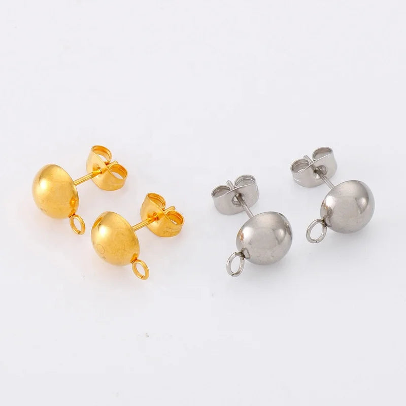MECYLIFE Personalized DIY Earrings Half Ball Stud Earring Stainless Steel Custom Jewelry Earrings