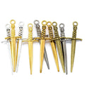 5 Color Alloy Antique Knight Sword Charms for Necklace Pendant DIY Handmade Game Weapons Jewelry Making 58*18mm M91