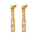 Wholesale Rectangular Pendant with Zirconia Fashion Earrings Jewelry