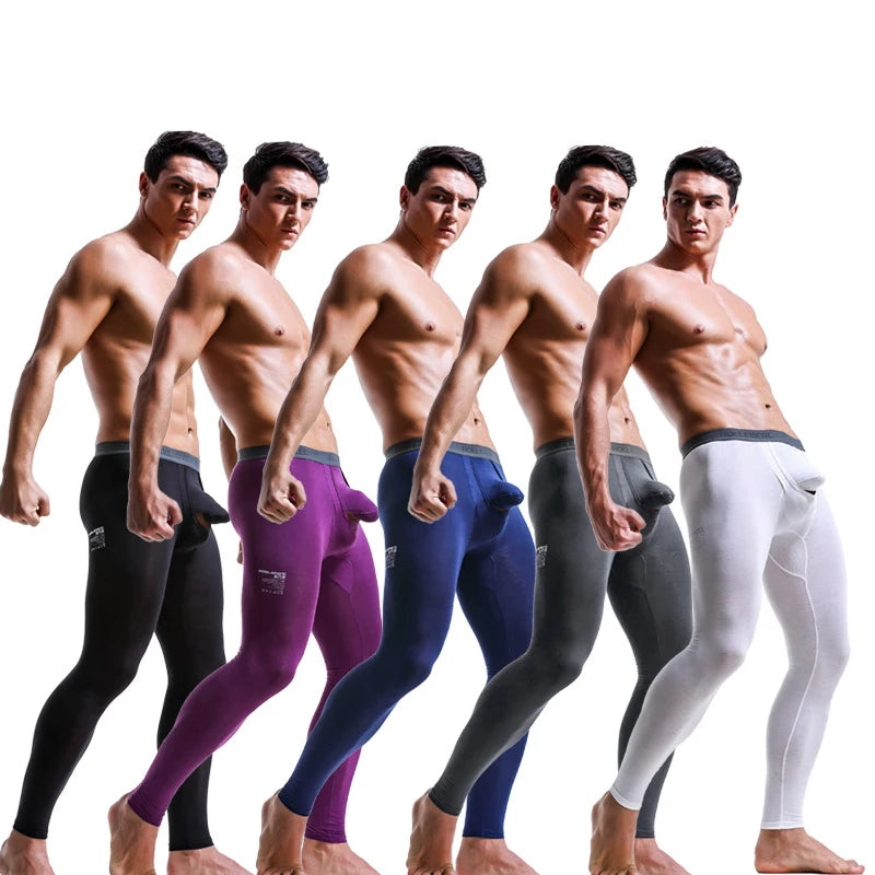 Mens Long Johns Thermal Underwear Gun and Bullet Separation Men's Long Pants Early Autumn Trousers Youth Leggings