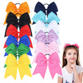 24pcs Candy Colors Plain Cheer Bows with Elastic Band Wholesale Big Ribbon Cheerleading Bow Hair Ties Girls Ponytail Holder