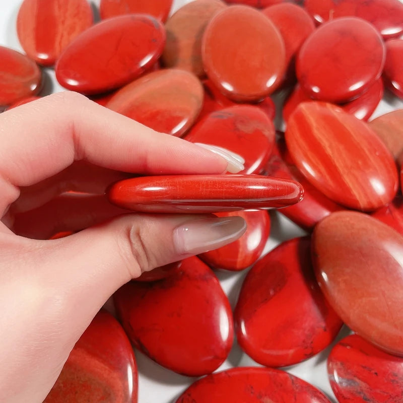 HZ Hot Sale Polished Crystal Red Jasper Energy Stone for Healing Gifts Oval Shape for Massage