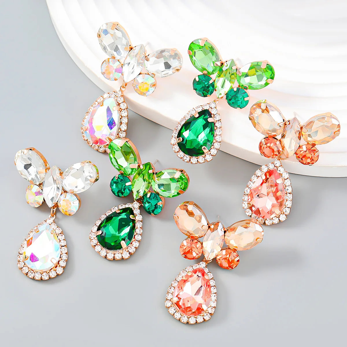 JLE17154 Fashion Butterfly Earrings Women Crystal Stud Earrings European and American Jewelry Wholesale