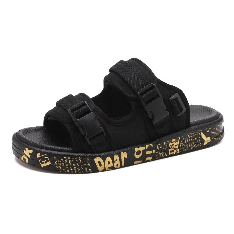 High Quality Men's Summer Outdoor Sport Leather Anti-Slip Light Hook Loop Flat Sandals Slides Factory Direct Low Price Ready