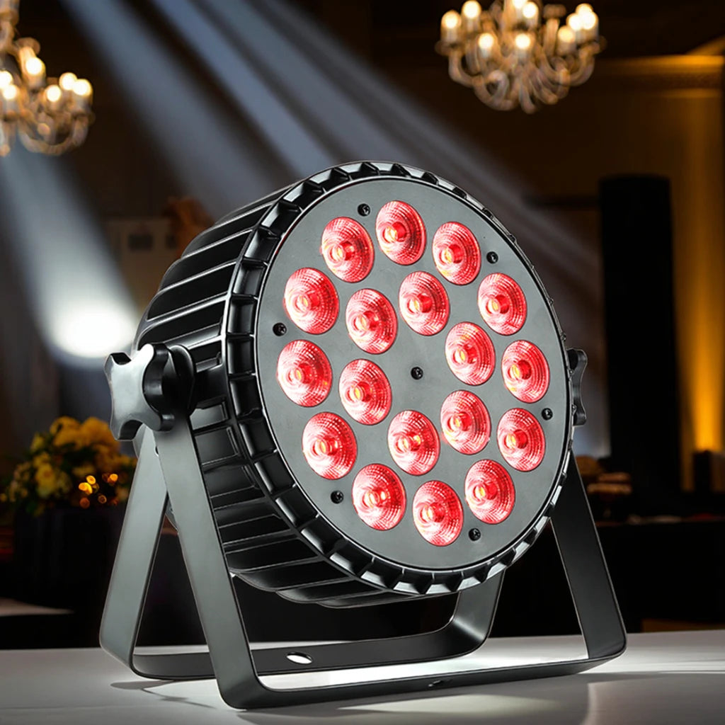 New Aluminum 18x18W 6in1 RGBWY UV LED Slim Flat Par Can Light for JD Disco Party Concert Event Show Wedding Stage Club Wash